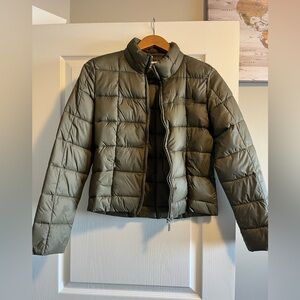 Green puffer jacket